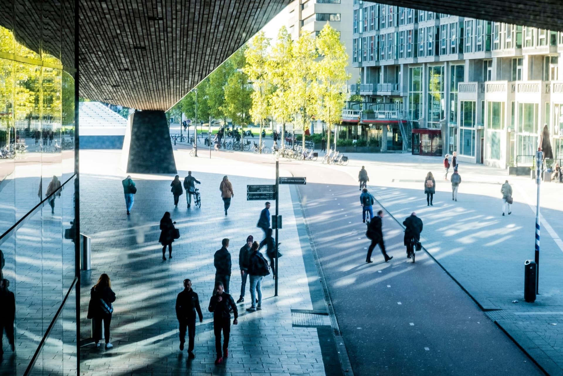 People walking outside Rotterdam Centraal Station, Netherlands