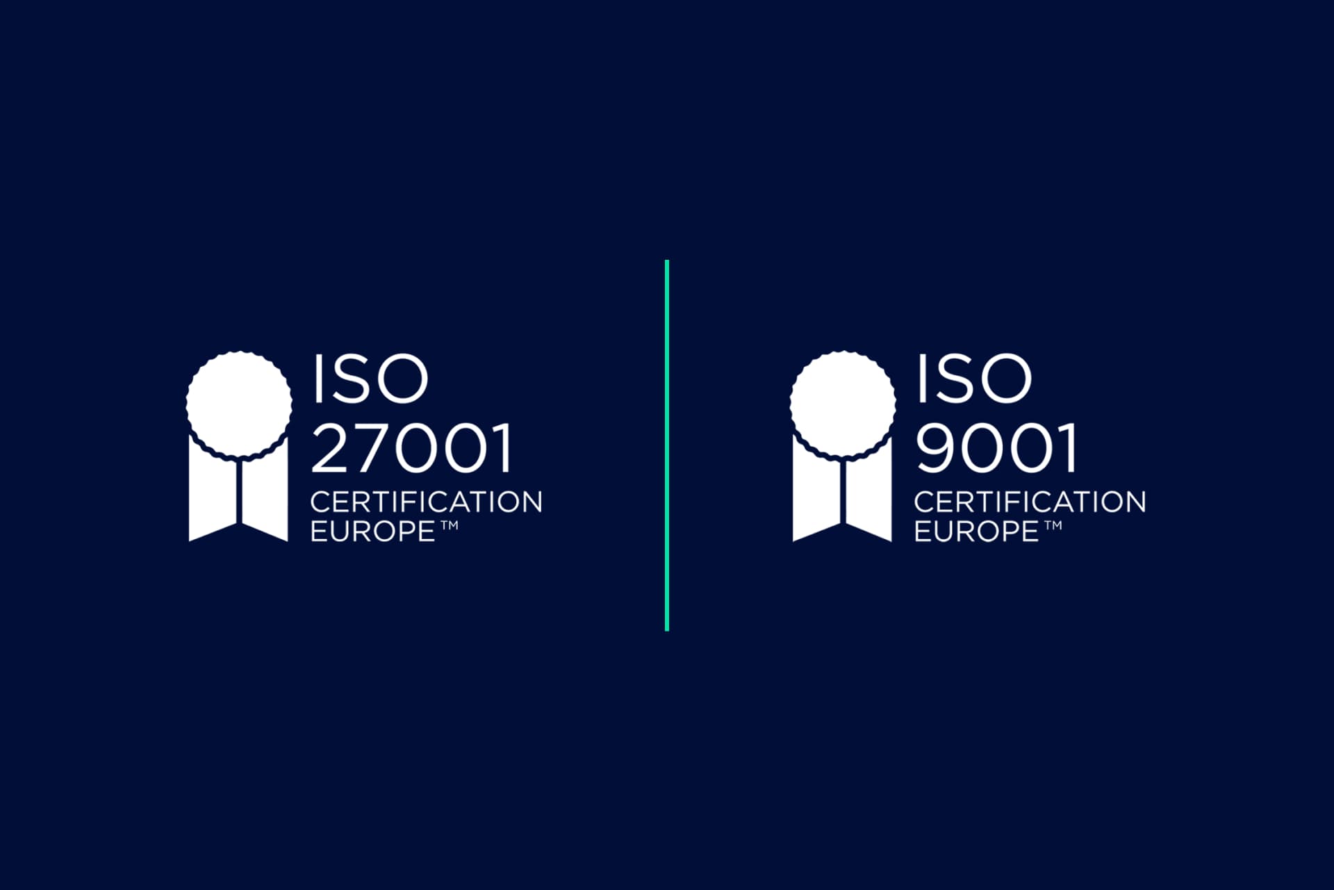 ISO 27001 cert logo and ISO 9001 cert logo side by side