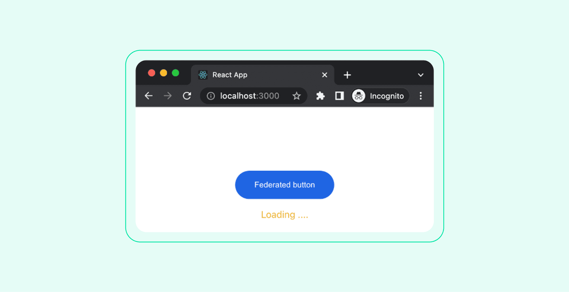 Dashboatd shwoing frontnd, this is what the user will see. Federated button, Loading in correct position