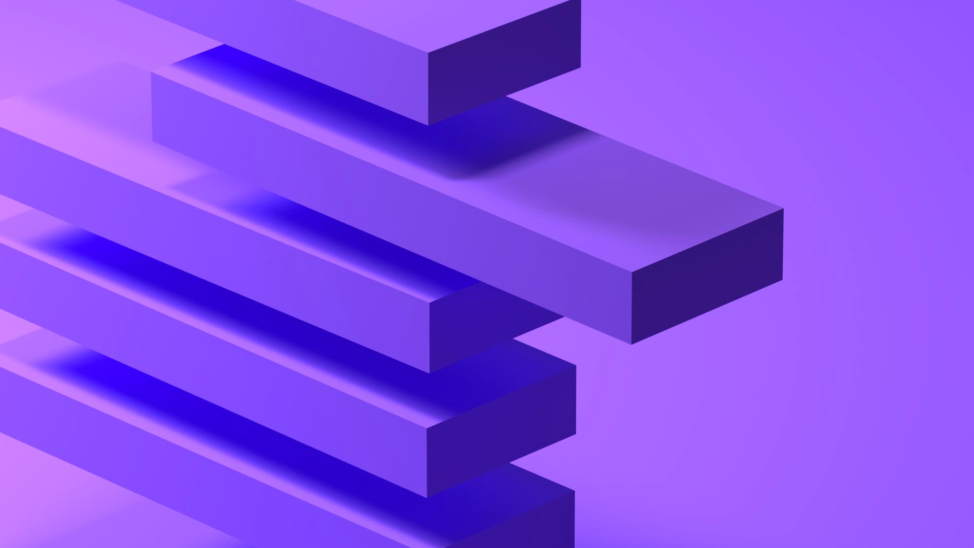 Five rows of purple slabs are positioned in the left-hander corner of a rectangle.