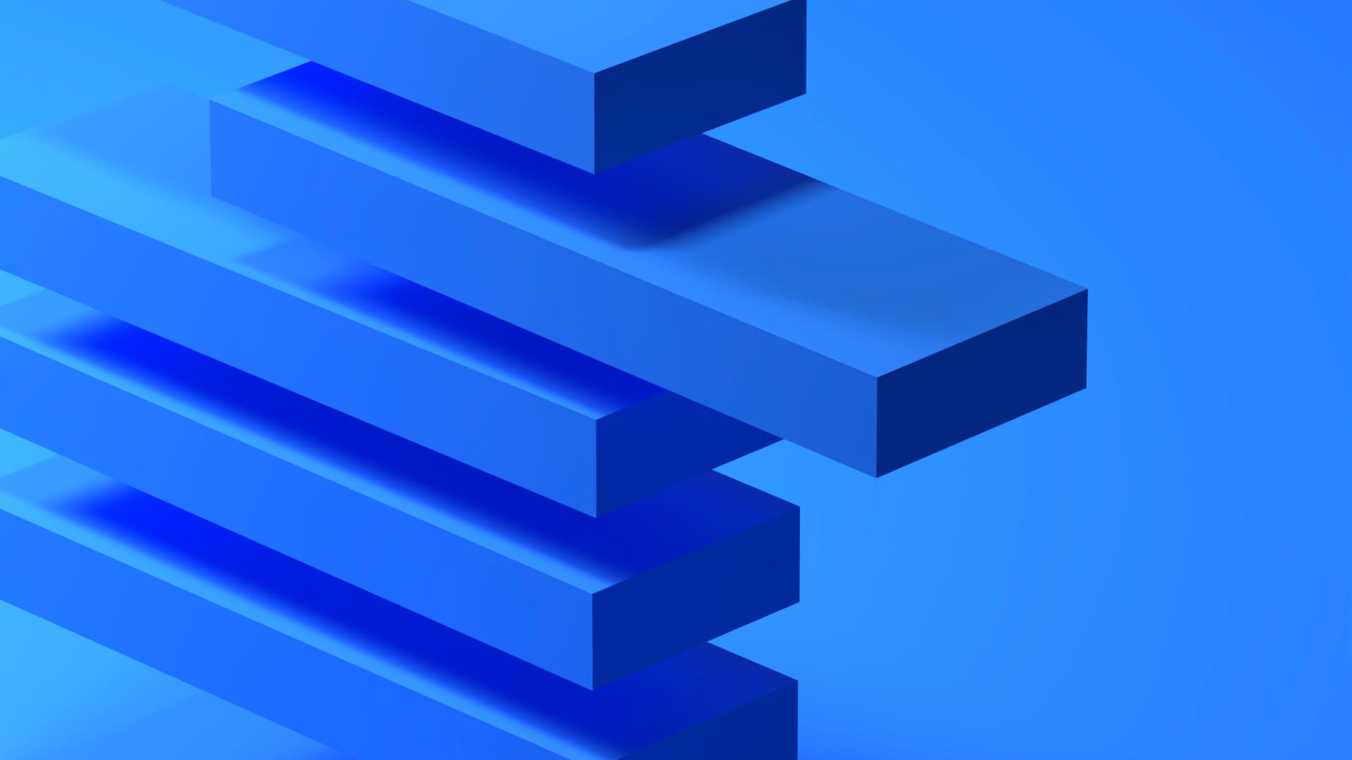 Digitally generated image of slabs stacks on top of eachother in a blue hue