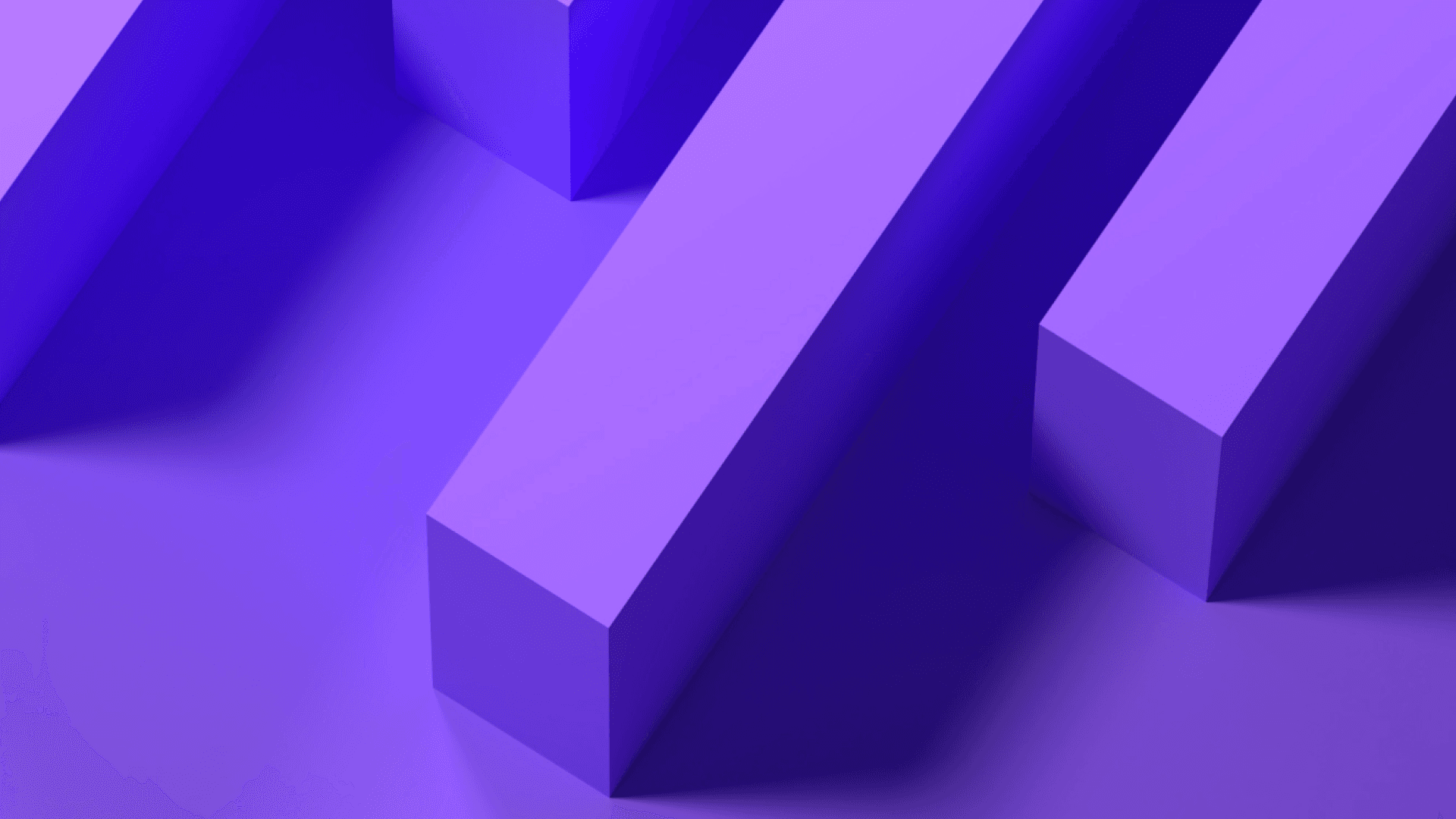 Four digitally generated purple rectangles are displayed on a purple background