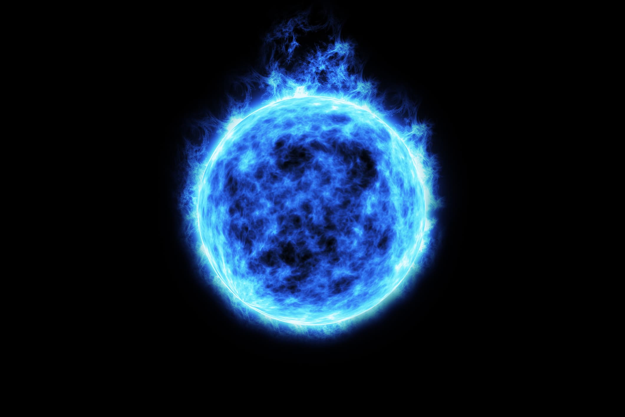 A blue spherical fireball