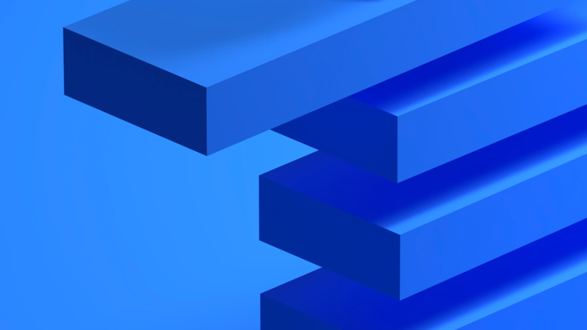Four digitally generated image of slabs stacks on top of eachother in a blue hue