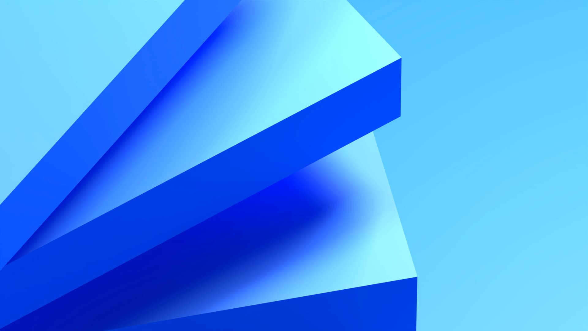 Digital generated image of blue slabs stacked on eachother forming a spiral in a purple hue