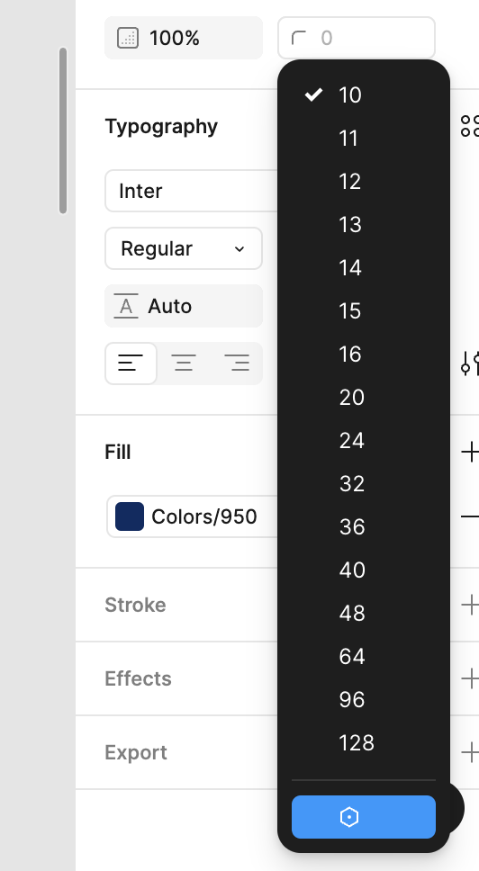 Design system Figma text sizing variables 