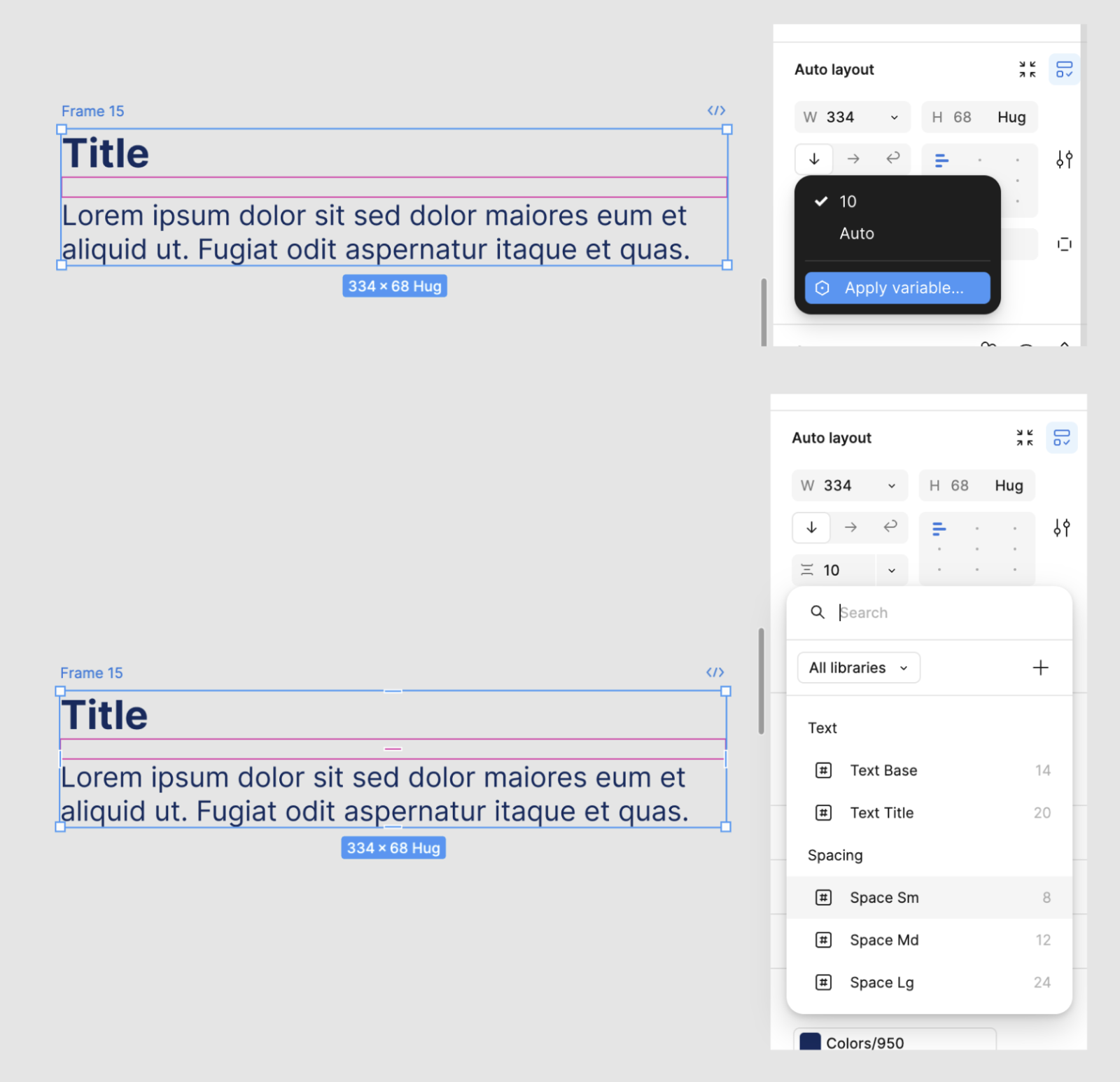 Design system Figma new group with selection example