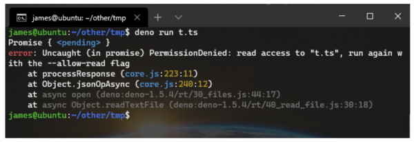 deno script, no file permissions