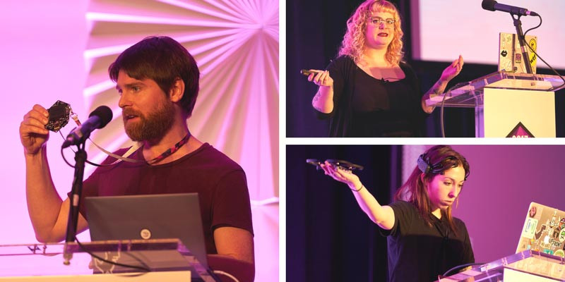 speakers at the podium at NodeConf EU 2017