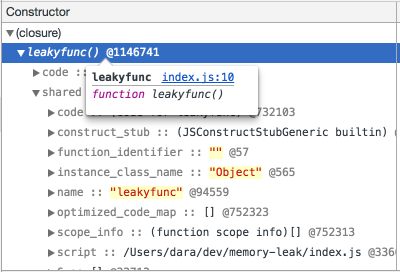 Memory Leak Details