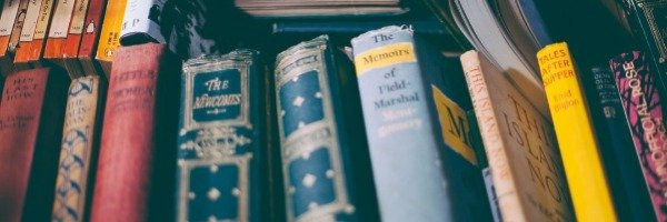 old books on a bookshelf