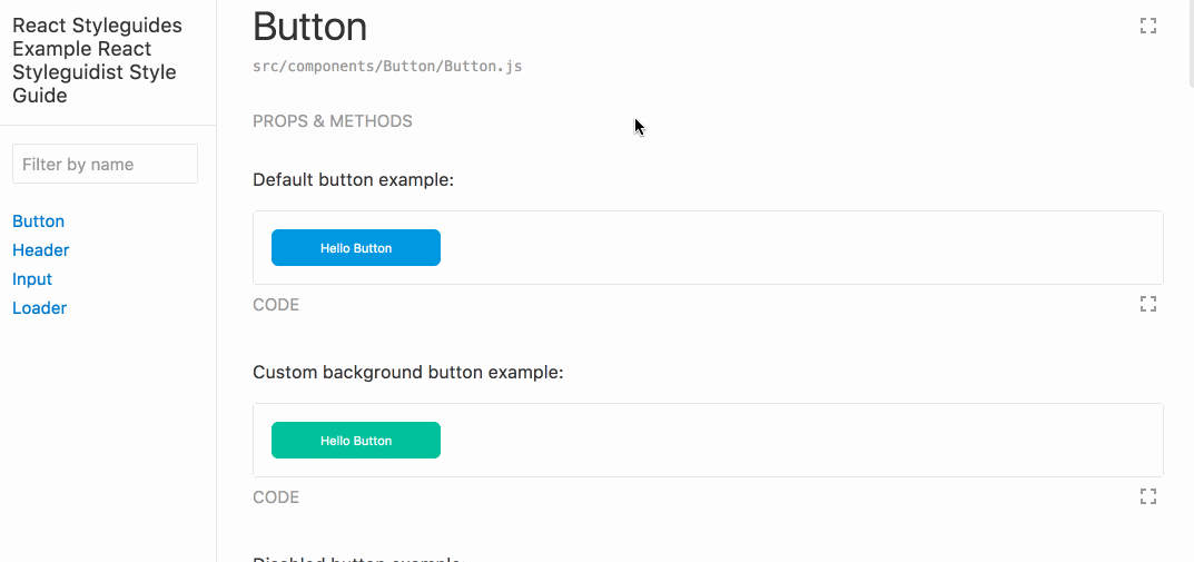 react components styleguides: react styleguidist example