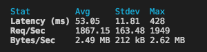 autocannon stats after further optimisation